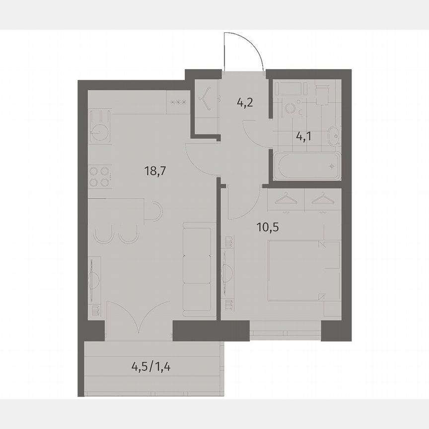 1-к. квартира, 39 м², 5/11 эт.