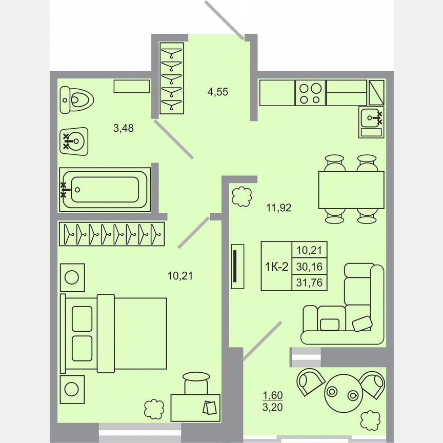 1-к. квартира, 31,8 м², 13/17 эт.