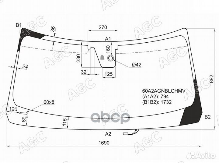 Стекло лобовое с обогревом щеток + дд +камера N