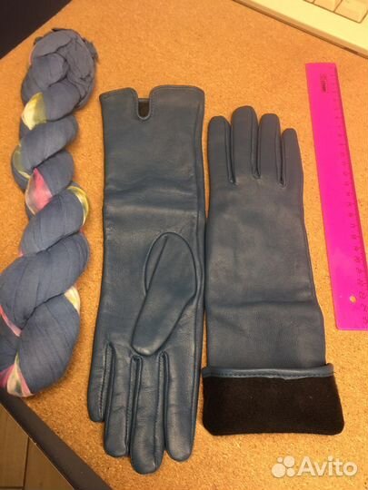 Перчатки женские кожаные новые 6.5 длинные