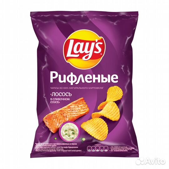 Чипсы lays рифлённые лосось в сливочном соусе 140г