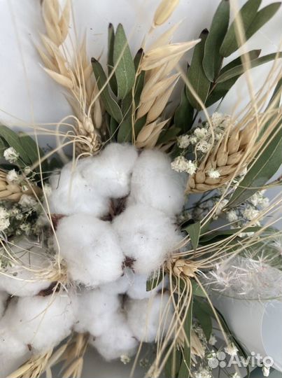Букет из сухоцветов с хлопком и эвкалиптом