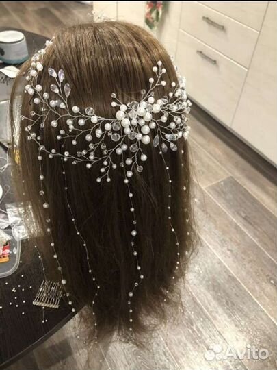 Украшение для волос невесты, тика, вместо фаты