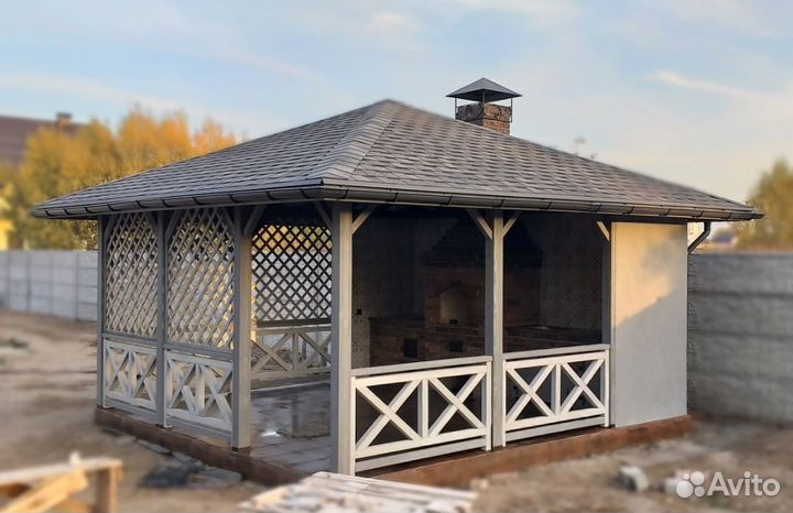 Ландшафтная беседка деревянная