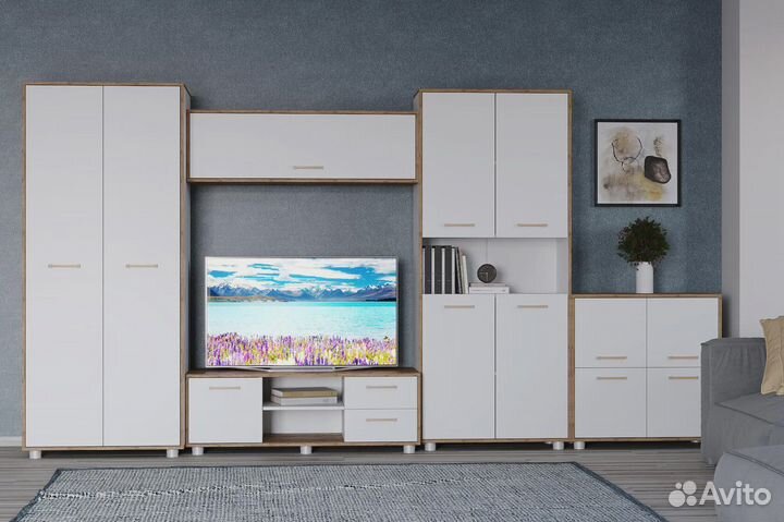 Гостиная Свен-4 крафт дуб золотой/белый 3,6 м