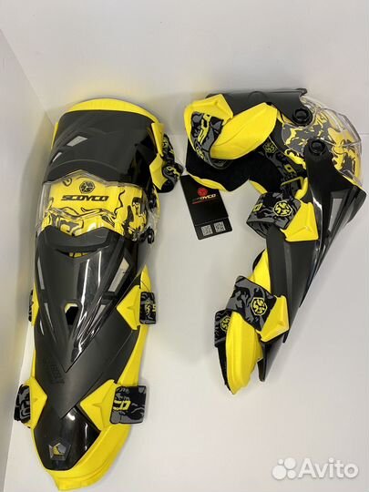 Новые наколенники шарнирные Scoyco K-12 желтые