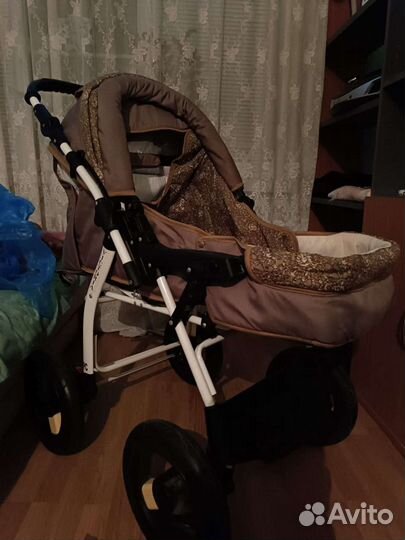 Детская коляска трансформер 3 в 1,надувные колёса