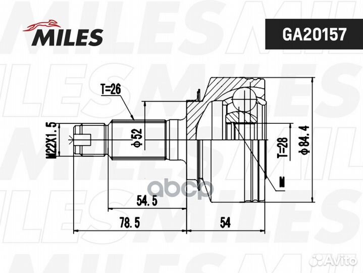 ШРУС honda jazz 1.4 02-08 нар. GA20157 Miles