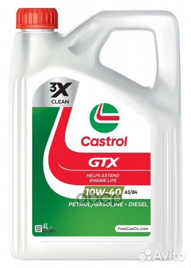 Castrol 10W40 (4L) GTX масло мот. полусинт. acea