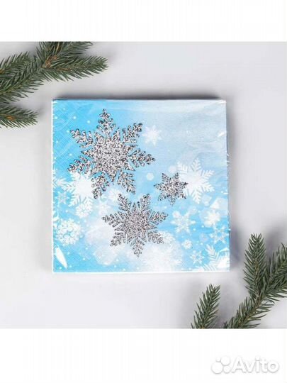 Салфетки бумажные «Снежинки»,33х33 см,набор 12 шт