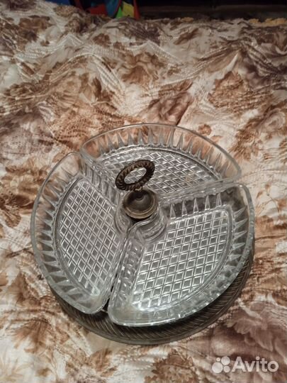 Хрустальная менажница СССР