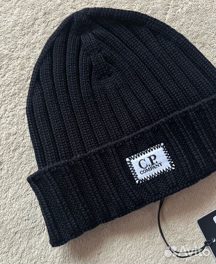 Шапка C.P. Company Wool Logo Navy. Оригинал