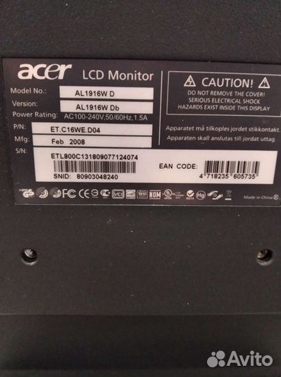 Монитор Acer al1916wd19