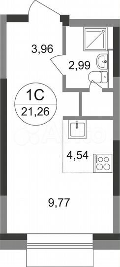 Квартира-студия, 21,3 м², 21/22 эт.