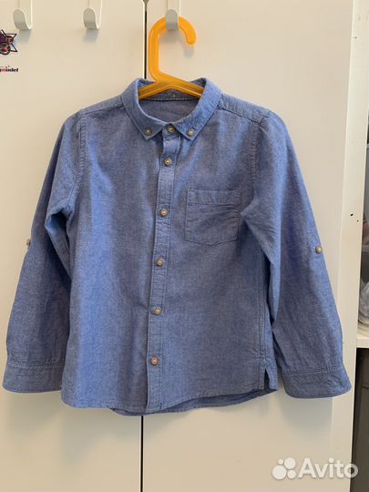 Рубашка голубая Mothercare 122 размер