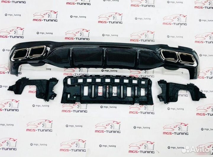 Диффузор с насадками E63 Под карбон Mercedes w213