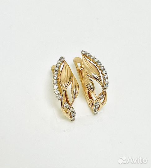 Золотые серьги с фианитами