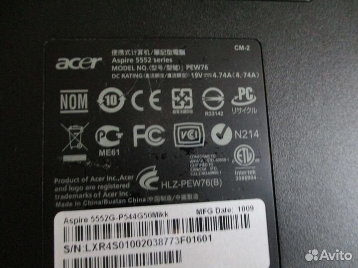 Ноутбук acer aspire 5552 на запчасти