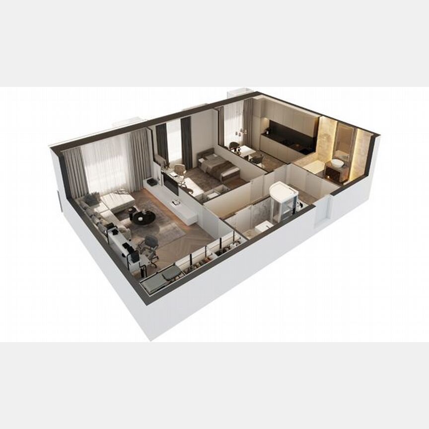 2-к. апартаменты, 61 м², 15/30 эт.