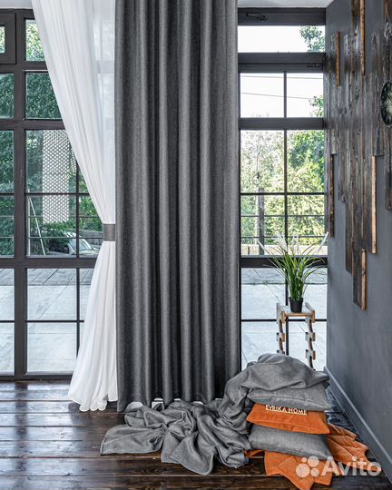 Комплект штор рогожка Орфей Темно-серый