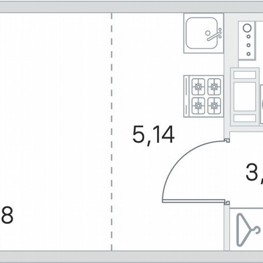 Квартира-студия, 25,1 м², 4/4 эт.