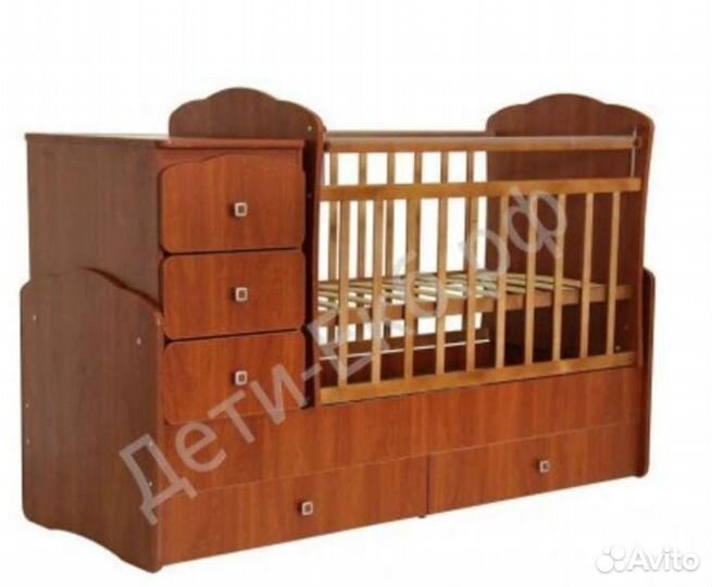 Детская кроватка с маятником, бортики и балдахин