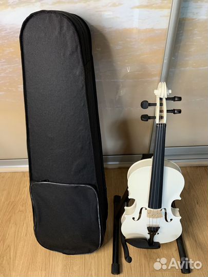 Скрипка для обучения 4/4 белая + мостик
