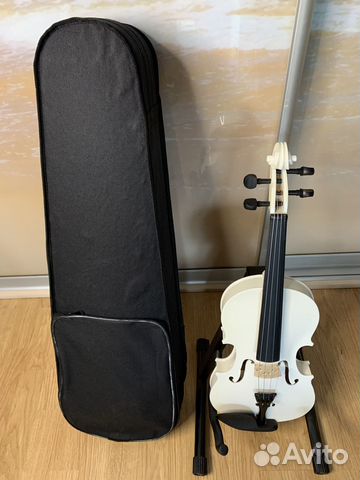 Скрипка для обучения 4/4 белая + мостик