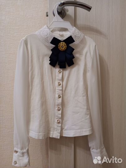 Блузка белая для девочек 128
