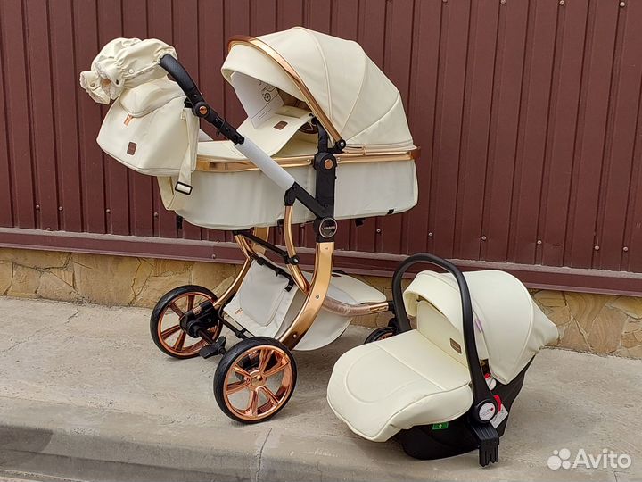 Детские коляски 3в1 Новые (Молочный Беж)