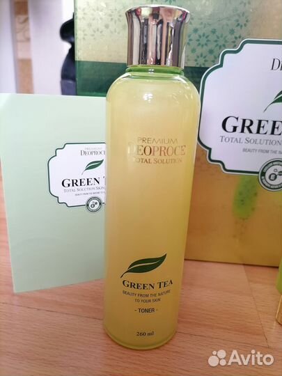 Deoproce green tea тонер+эмульсия+крем для век