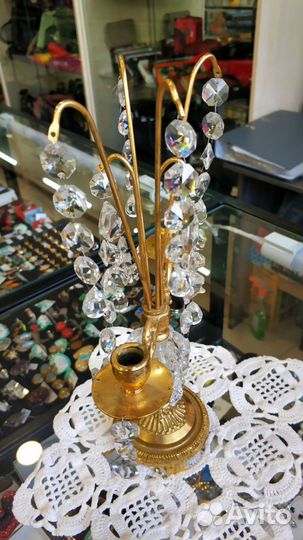 Подсвечник Латунь, хрусталь