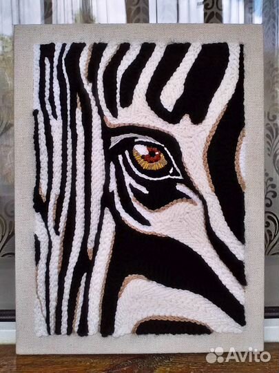Панно ковровая вышивка Зебра