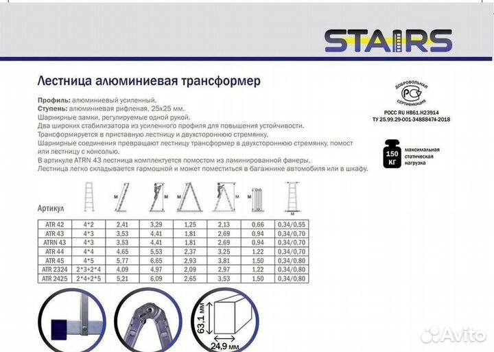 Лестница трансформер Stairs 4х3 (4.41 м)