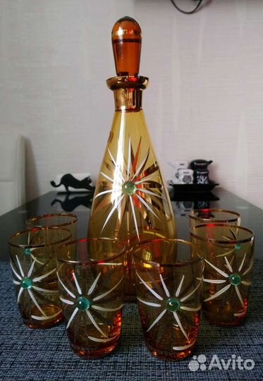 Графин/штоф +6 стопок bohemia Чехословакия 1960