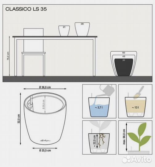 Кашпо с автополивом lechuza