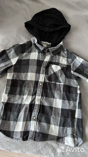 Рубашка в клетку с капюшоном