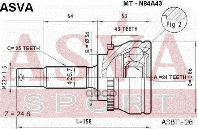 ШРУС наружный 24x54x25 mitsubishi : chariot/GRA