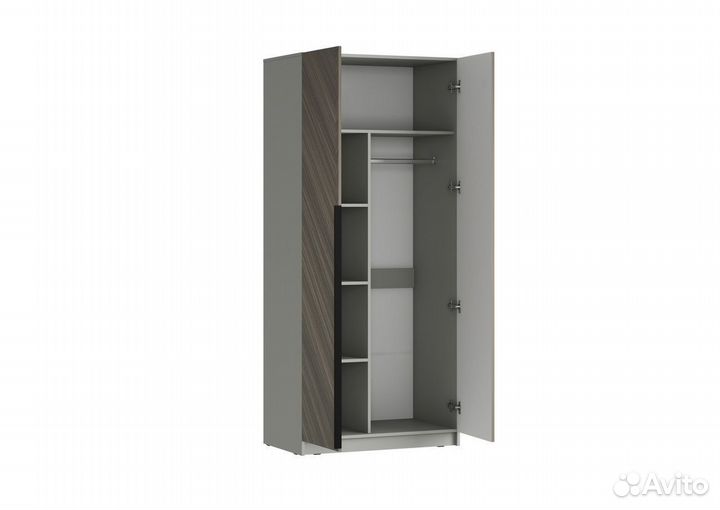 Борн Шкаф Шиншилла Серая матовая Шпон орех морёный