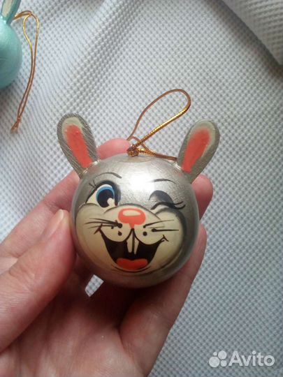Елочные игрушки шары Зайчики