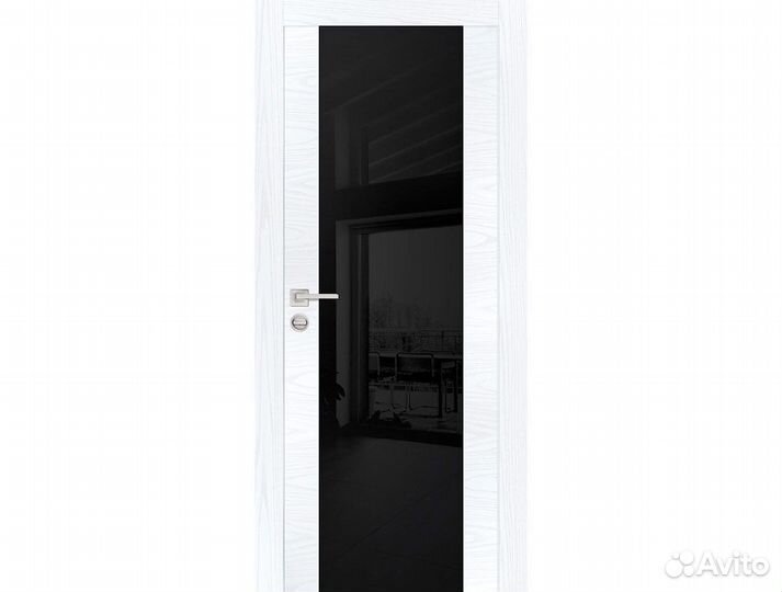 Дверь PX-7 AL Дуб скай белый со стеклом 200х60см