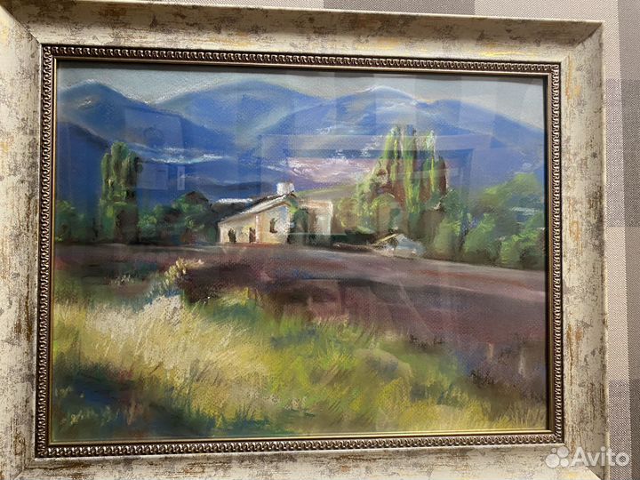 Картина пастель, 40х20, этюд, пейзаж/прованс