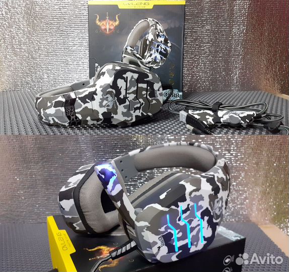 Игровые наушники с Микрофоном Полицейский камуфляж