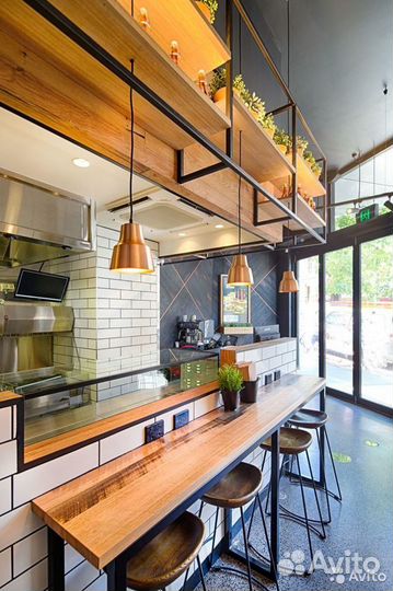 Барная стойка лофт для кофе с собой, барная стойка