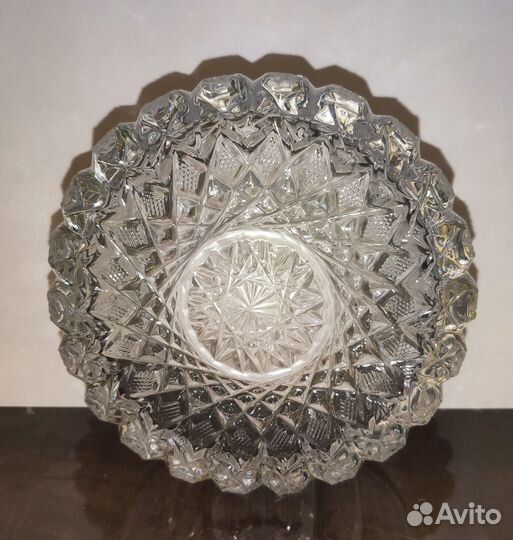 Ваза салатница конфетница хрусталь с мельхиором