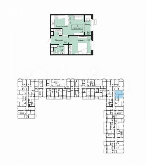 1-к. квартира, 41,1 м², 1/17 эт.