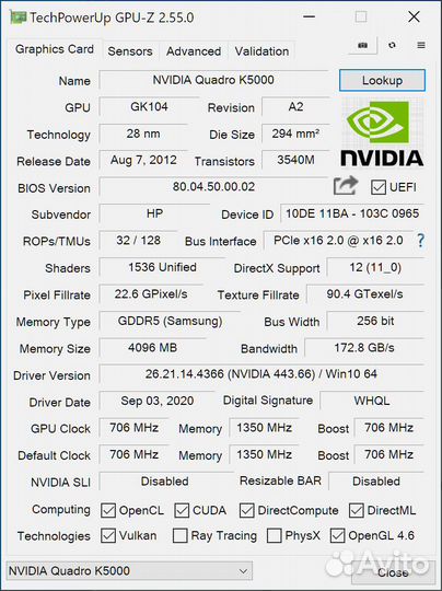 Nvidia Quadro K5000