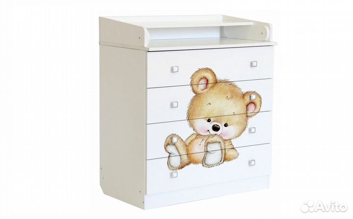 Детский пеленальный Комод Медвежонок Белый