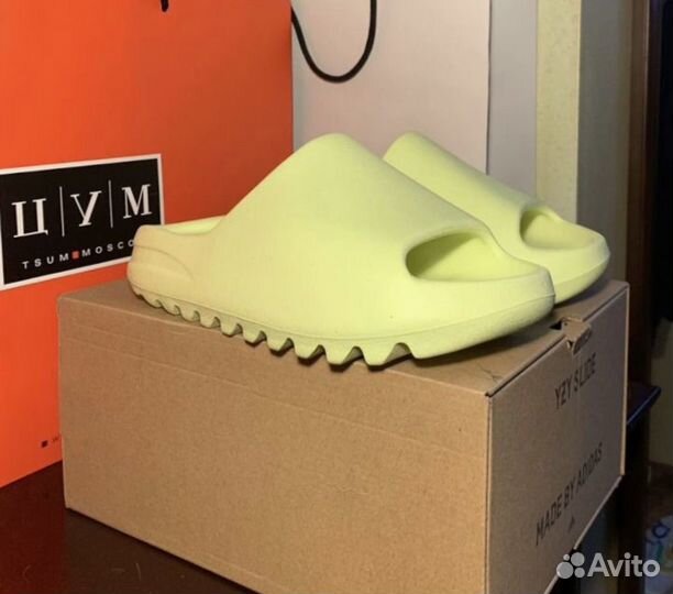 Тапки adidas yeezy slide Glow Green оригинал 42
