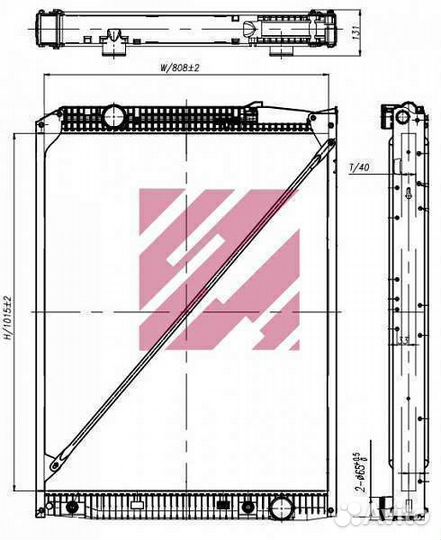 Радиатор Mercedes с рамкой 808x1015x40